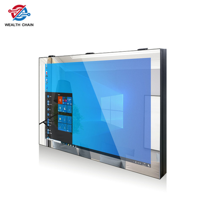 LCDスクリーンの壁の台紙に触れる魔法ミラーはT/R 30/70の防水高い明るさを表示する